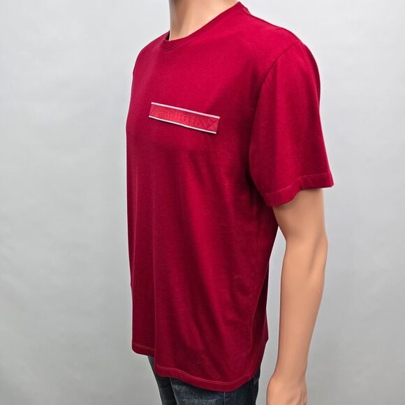 ALEXANDER MCQUEEN Logo Tape T-Shirt Tee Size L Red Crewneck Cotton Short Sleeve - Picture 8 of 12